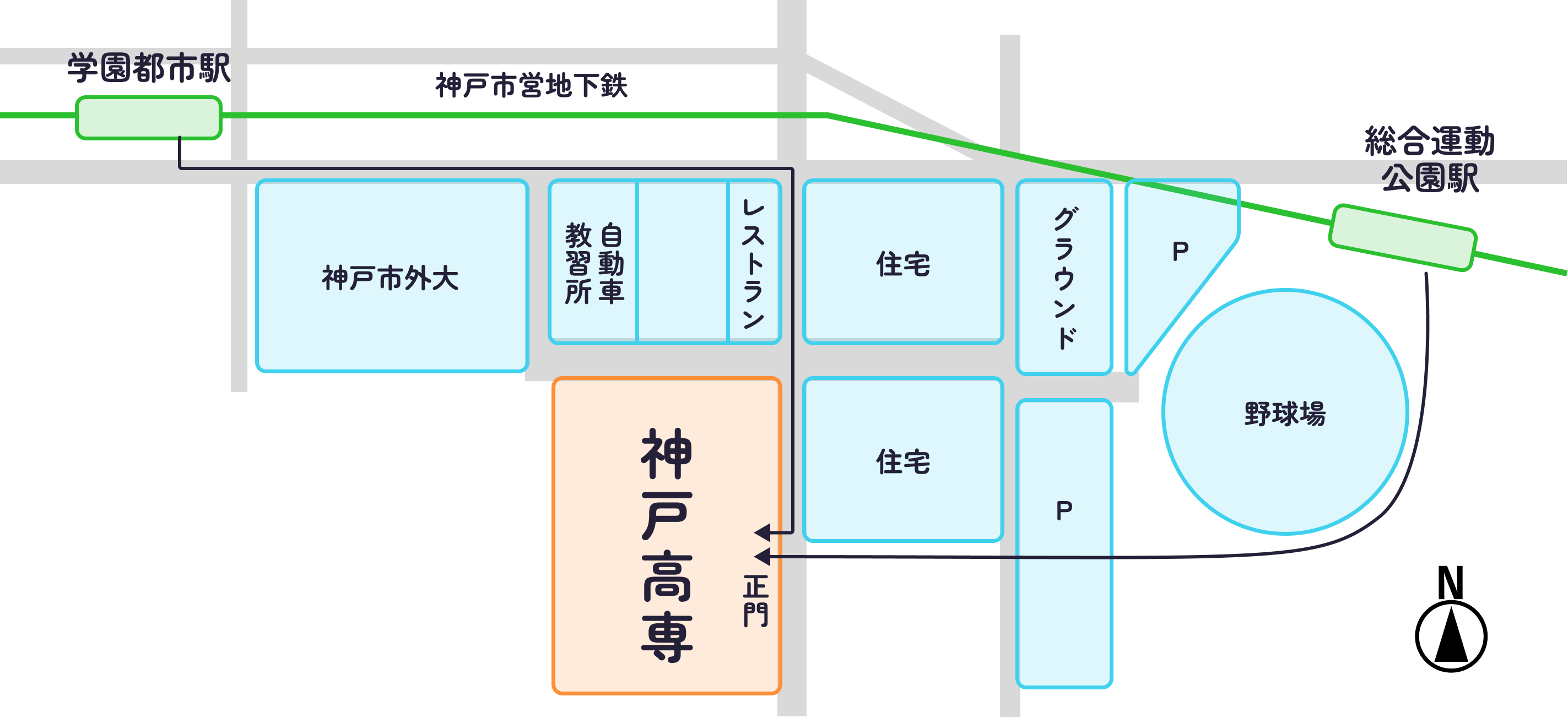 神戸高専への道順